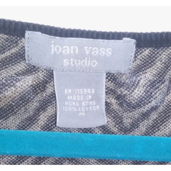 JOAN VASS STUDIO top thick knit stretch pullover sweater Sz M geometric zigzag - Picture 3 of 9